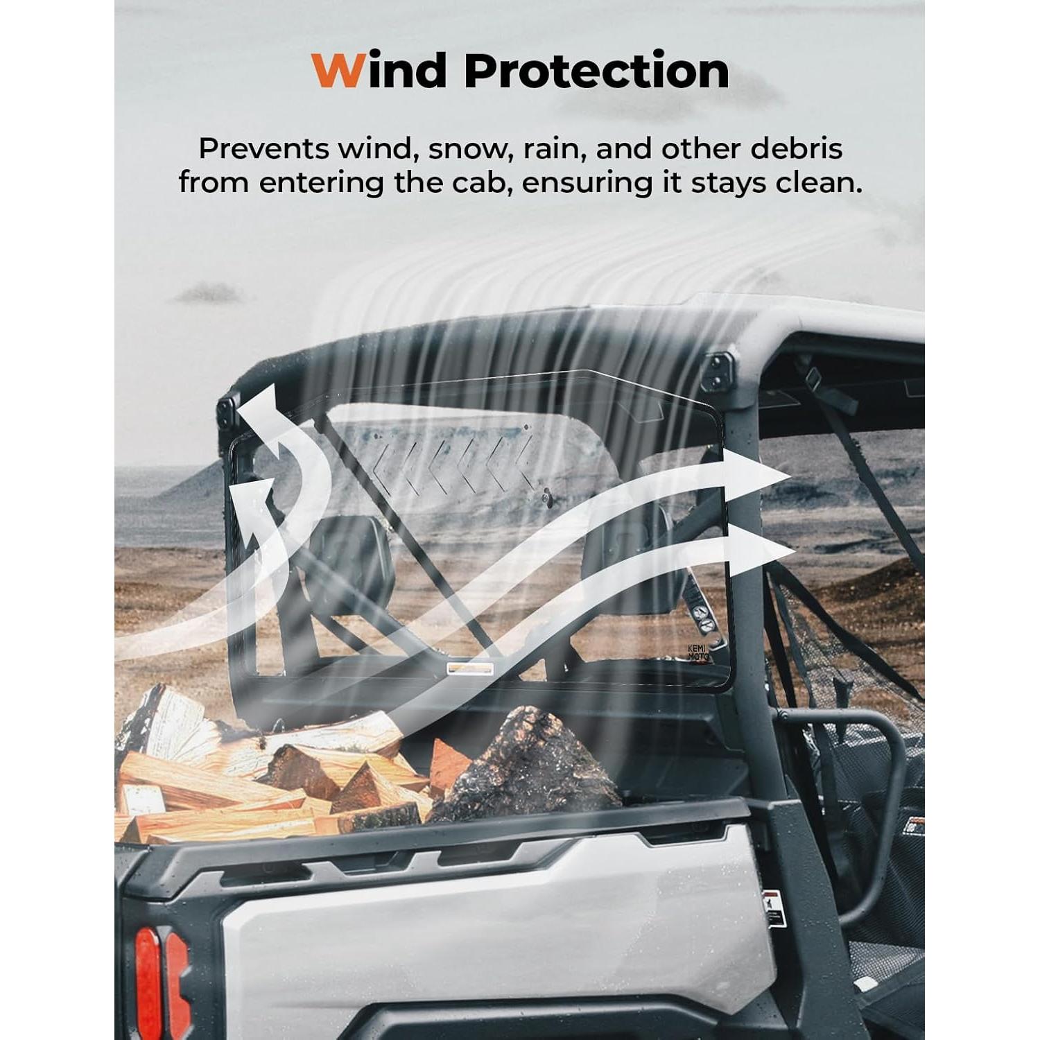 Parabrisas Trasero KEMIMOTO para Can Am Defender 2024