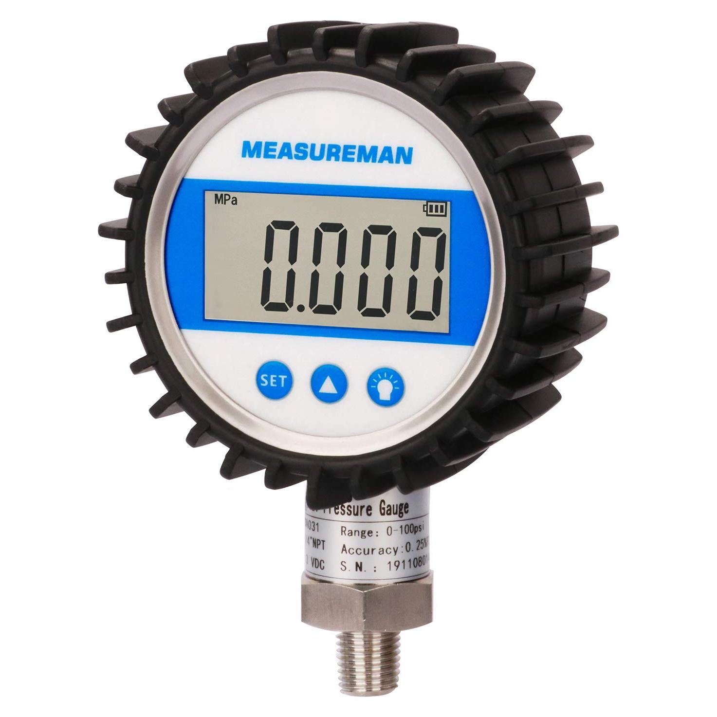 Manómetro Digital Measureman 0-100psi 3-1/8" Acero Inoxidable