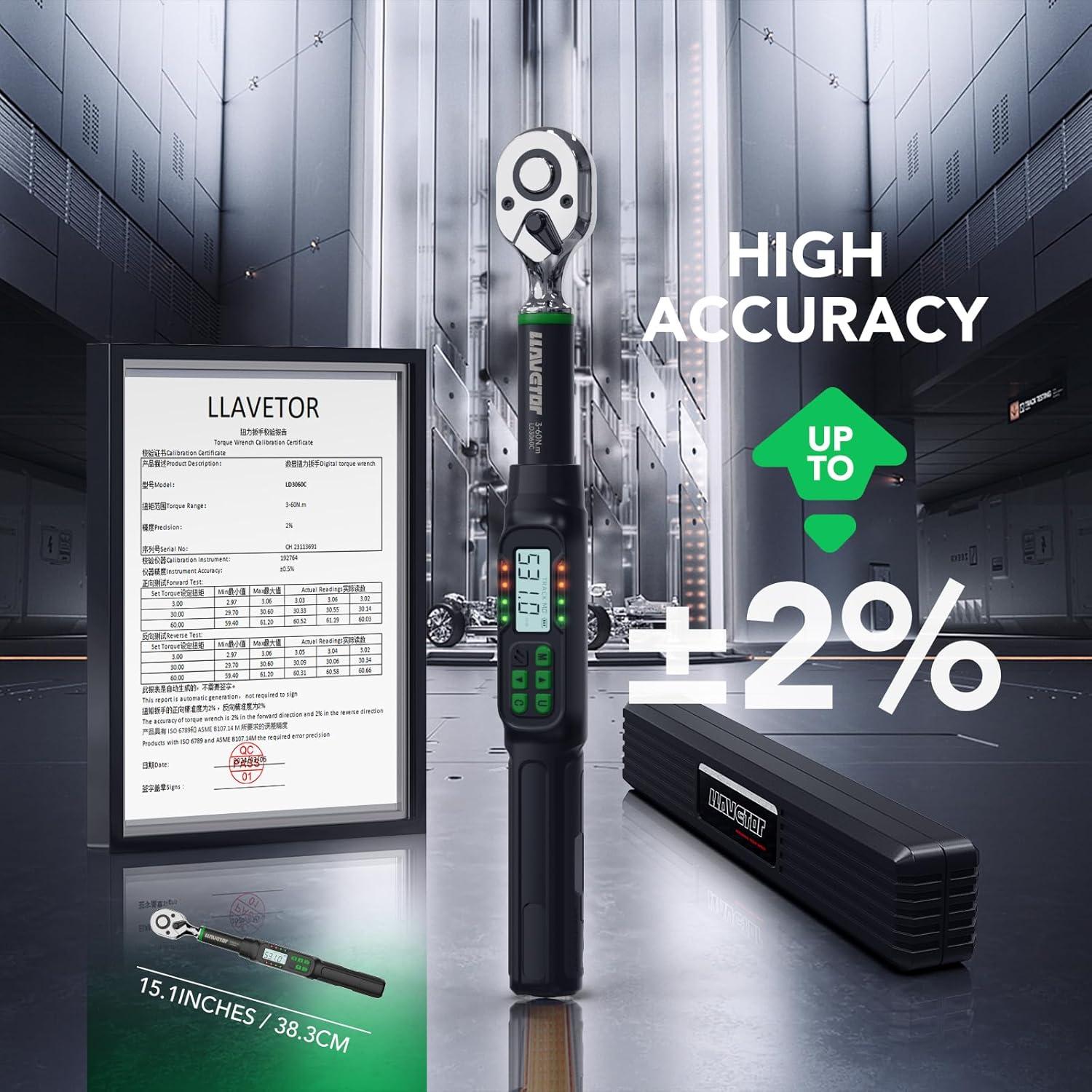 Llave de Torque Digital 3/8 LLAVETOR 2.98-59.96 Nm Precisa