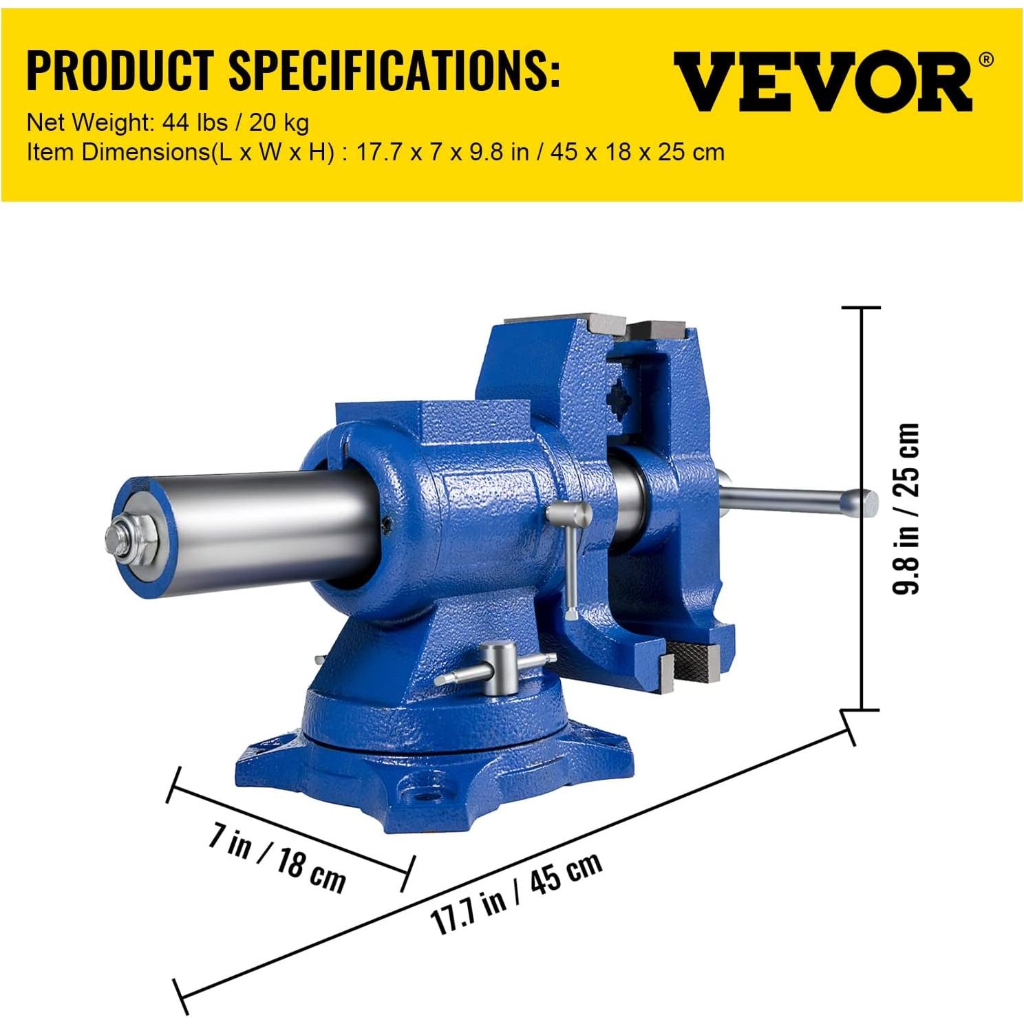 Prensa de Banco VEVOR 12.7 cm Doble Giratoria 30Kn