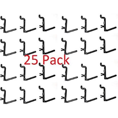 Ganchos de Tablero de Clavos Estilo L Negro JSP 25 Unidades