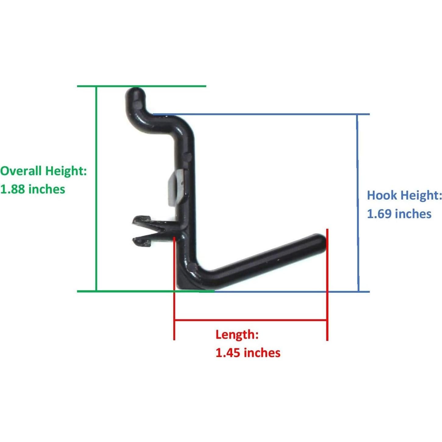 Ganchos de Tablero de Clavos Estilo L Negro JSP 25 Unidades