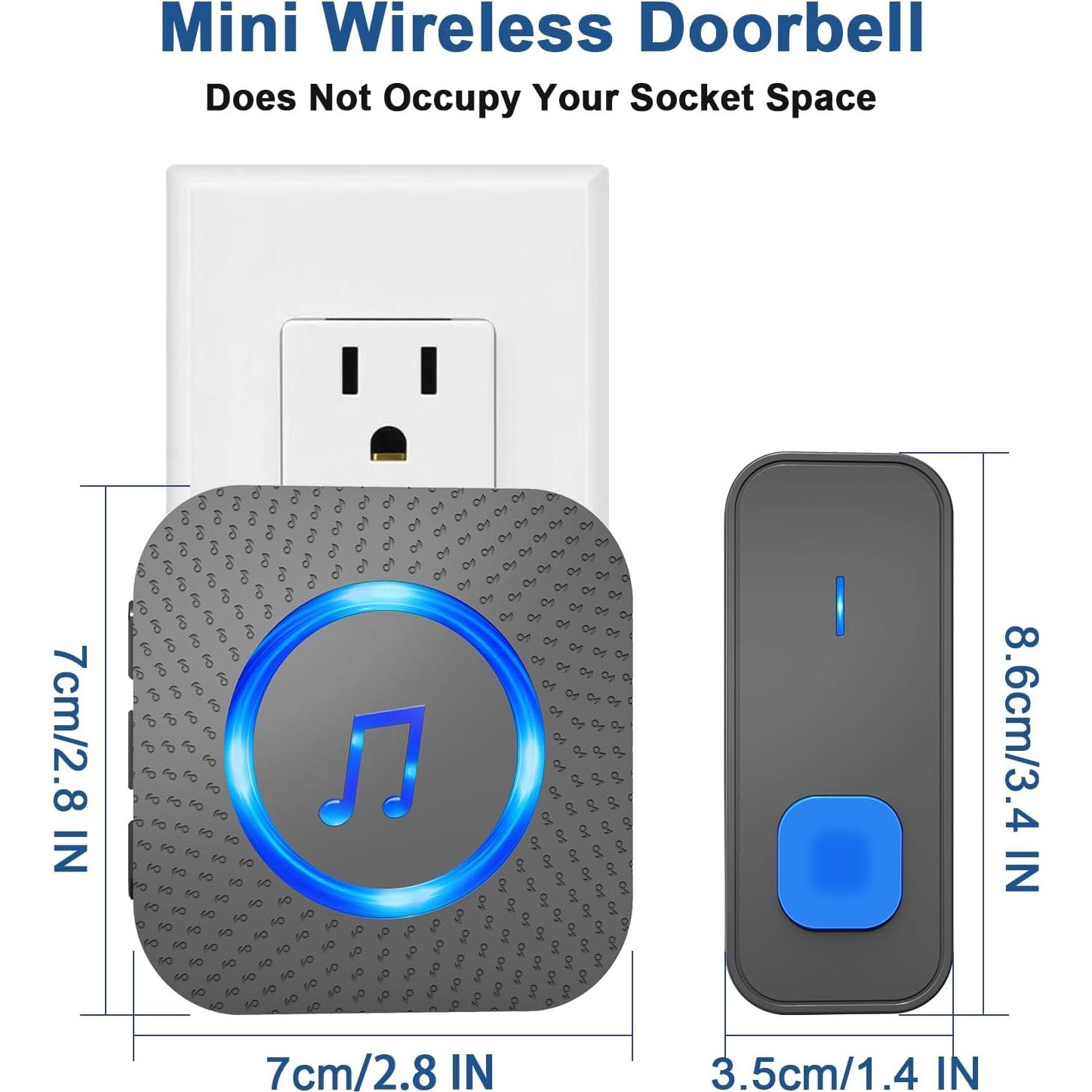 Timbre Inalámbrico SURFOU N128 con 1 Receptor y 2 Botones IP55