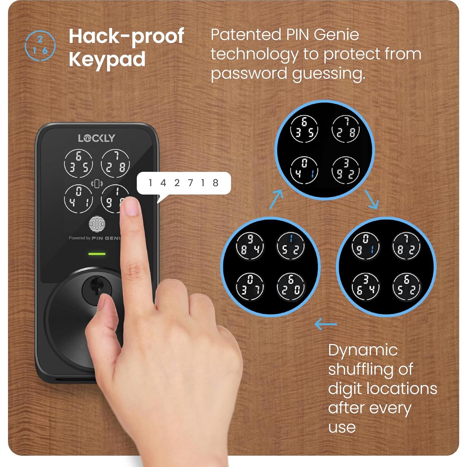 Cerradura Inteligente Lockly PIN Genie Pro Zeno - Wi-Fi, Control Remoto