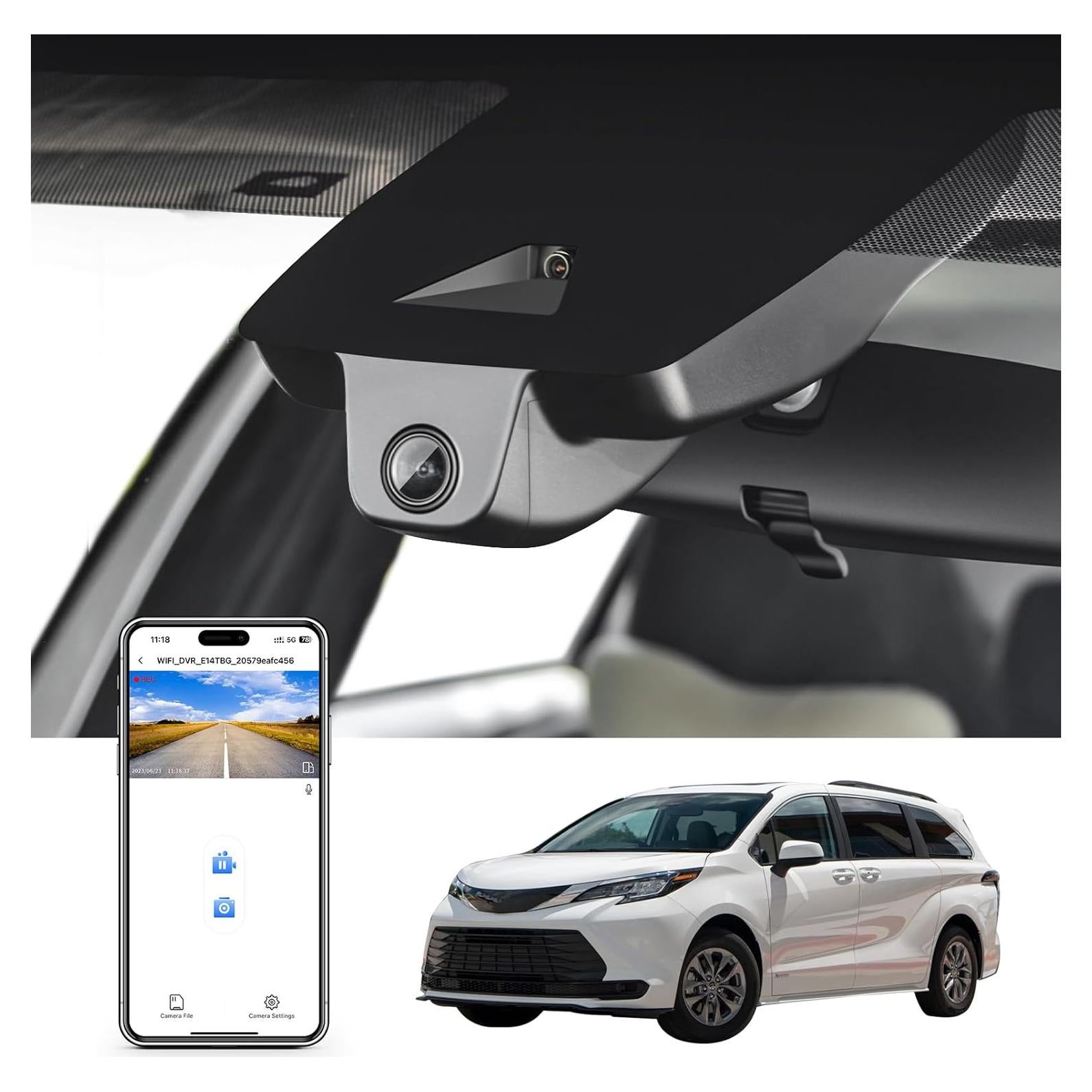 Cámara Dash 4K Mangoal para Toyota Sienna 2021-2025, WiFi