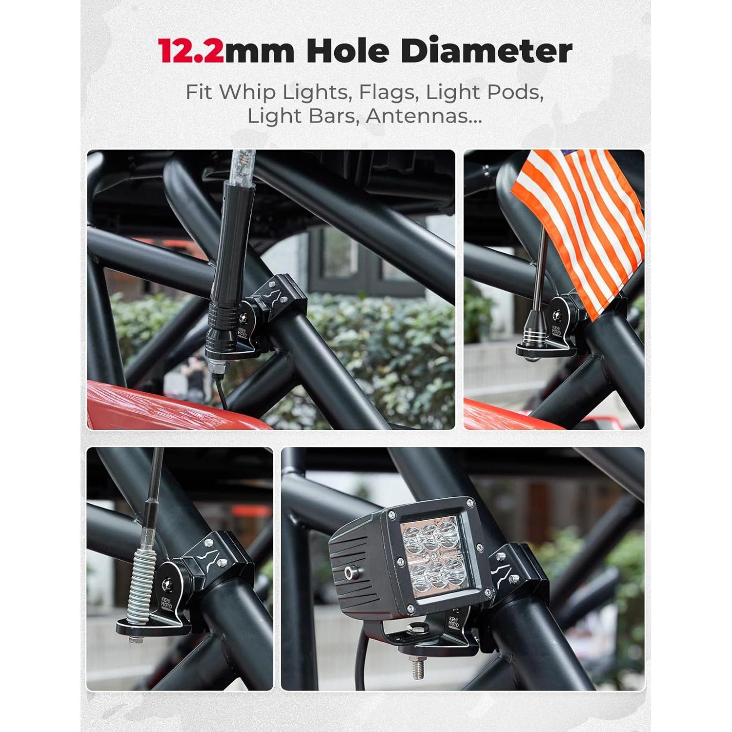 KEMIMOTO Soporte de Luz Whip 2-Pack Aluminio Ajustable 360°