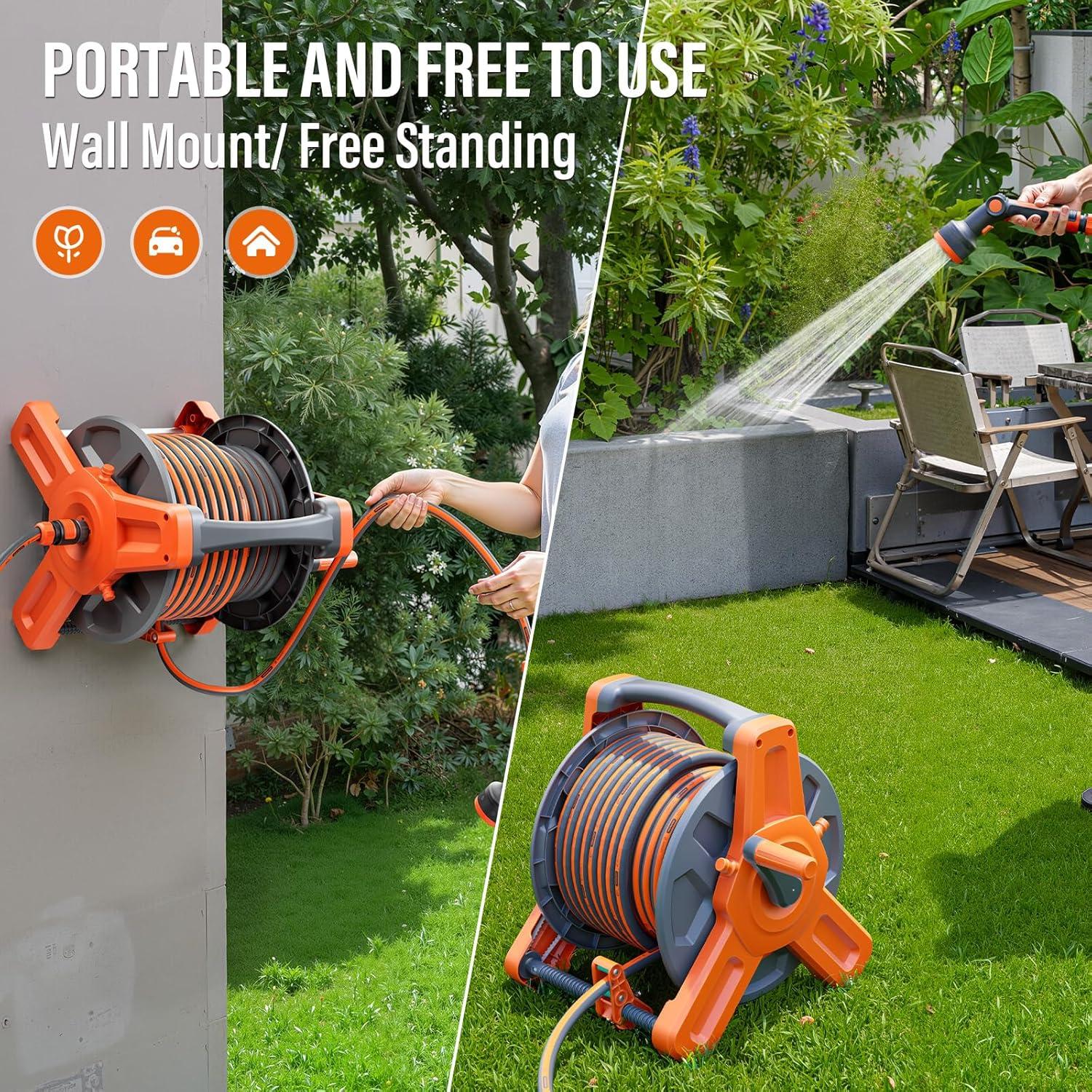 Carrete de Manguera de Jardín Flonexa 30m con Boquillas 2 en 1