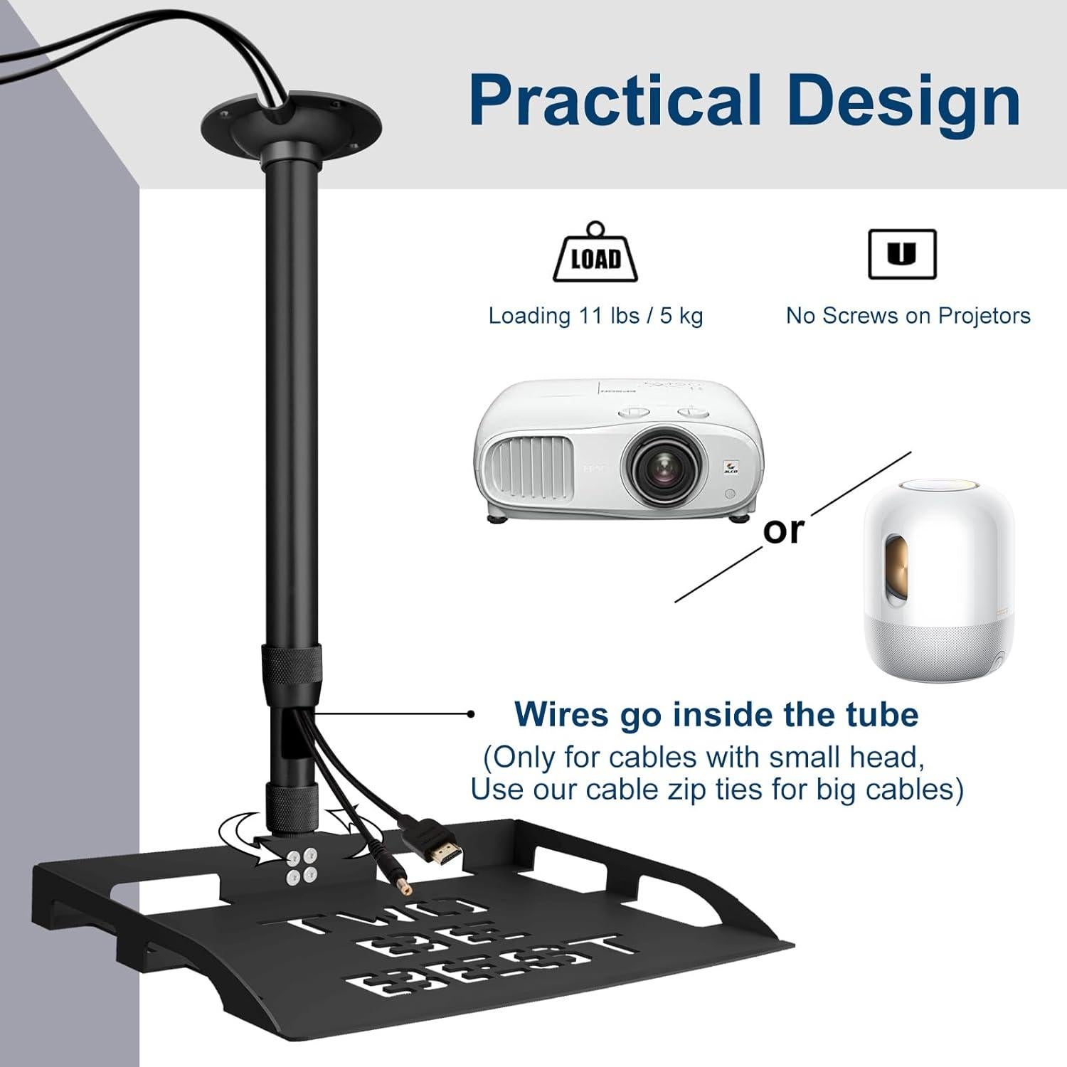 Soporte de Techo para Proyector 2-Be-Best Ajustable 37-60CM