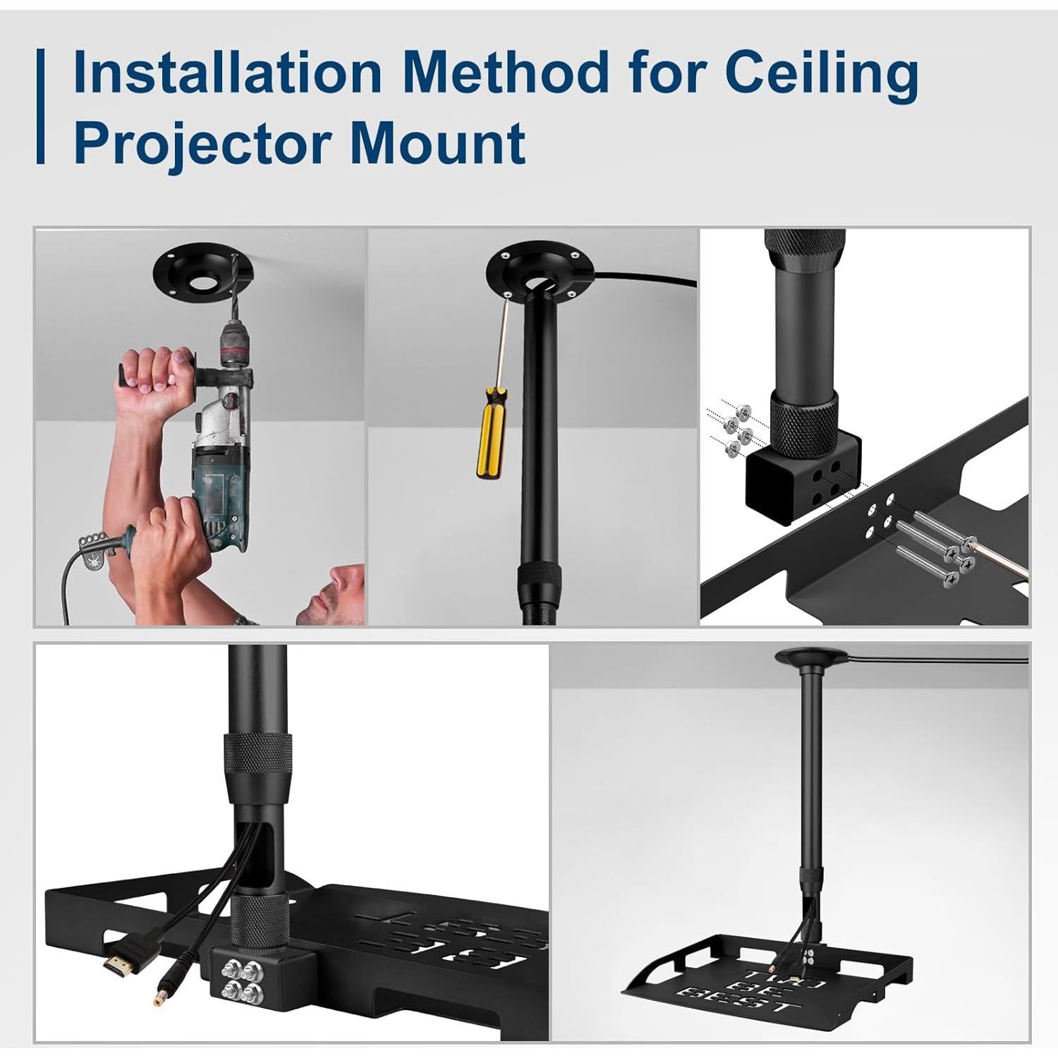 Soporte de Techo para Proyector 2-Be-Best Ajustable 37-60CM