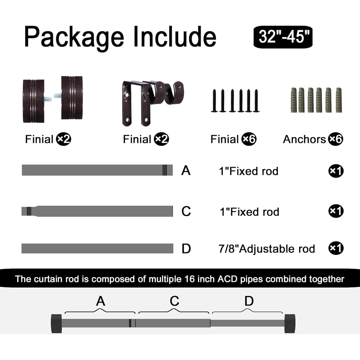 Barra de Cortina Ajustable WORLD RODS 45-114 cm Bronce Antiguo