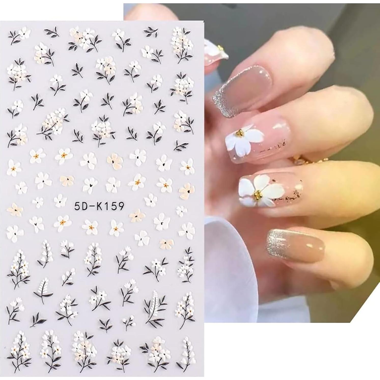 Pegatinas de Uñas VOTACOS 5D Flores Coloridas - 4 Hojas