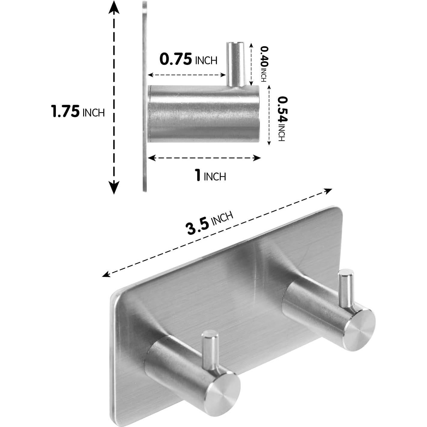 Ganchos Adhesivos de Acero Inoxidable YENZEEN 2 Unidades