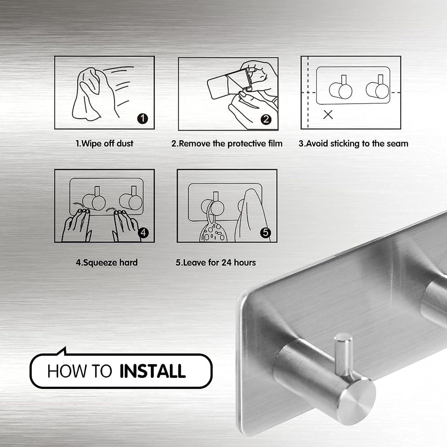 Ganchos Adhesivos de Acero Inoxidable YENZEEN 2 Unidades
