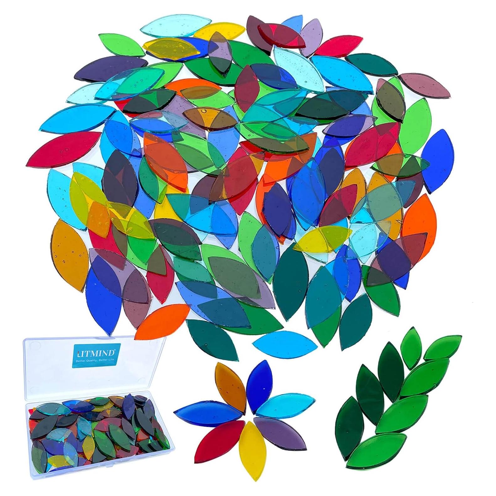 LITMIND 120 Piezas Pétalos de Vidrio Transparente para Mosaico