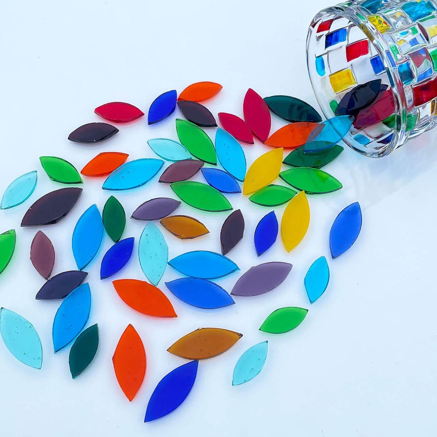 LITMIND 120 Piezas Pétalos de Vidrio Transparente para Mosaico