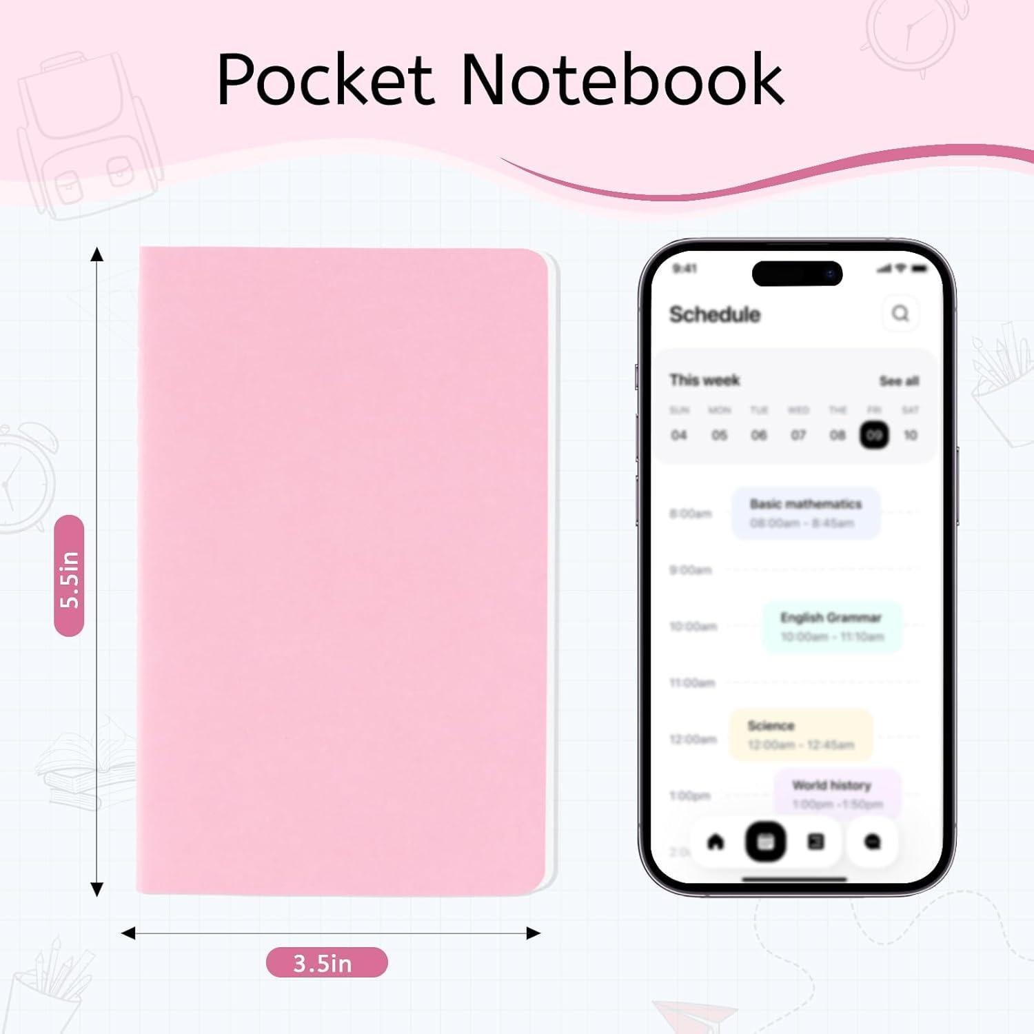 Set de 64 Mini Cuadernos Oucaru Rayados 8.9x14 cm 12 Colores