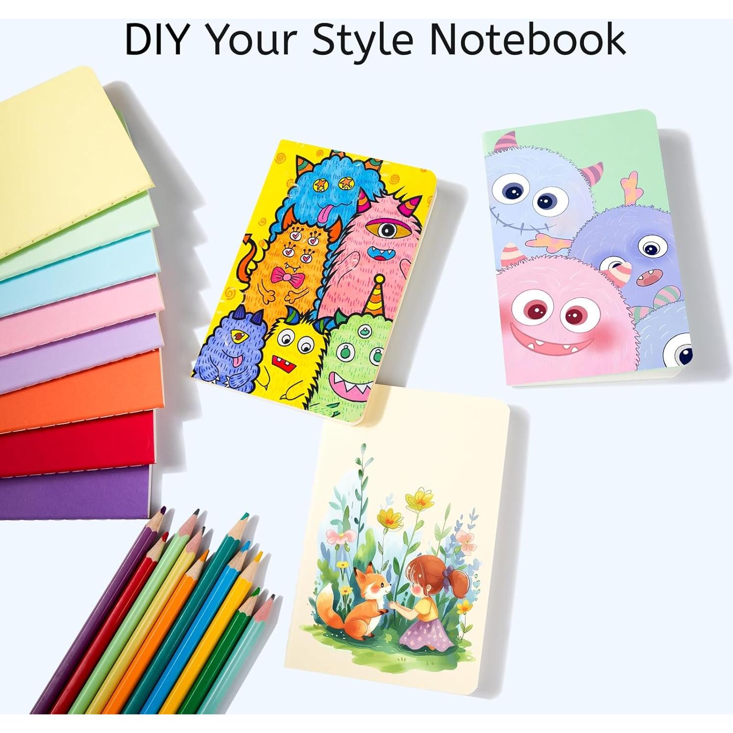 Set de 64 Mini Cuadernos Oucaru Rayados 8.9x14 cm 12 Colores