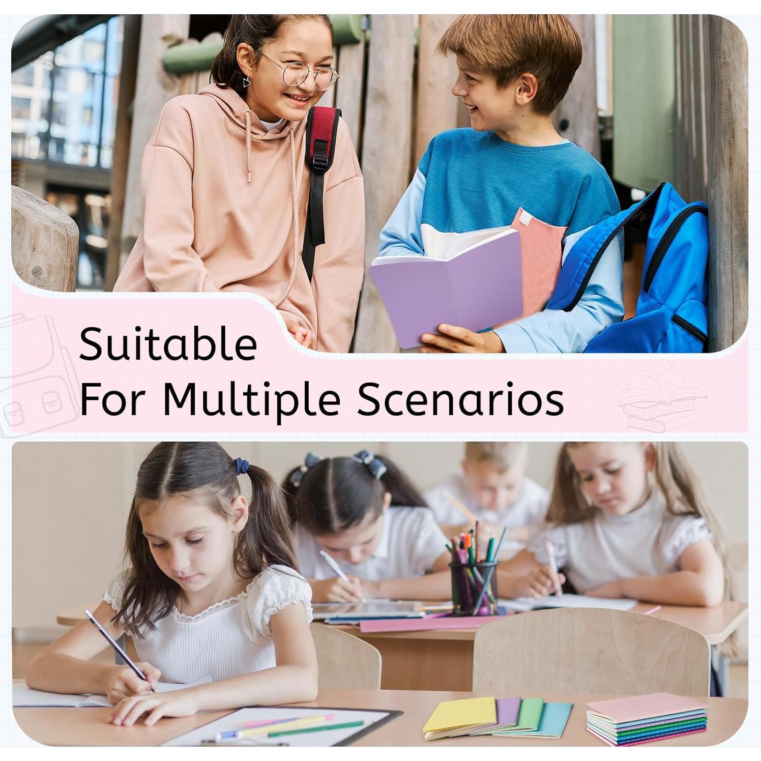 Set de 64 Mini Cuadernos Oucaru Rayados 8.9x14 cm 12 Colores