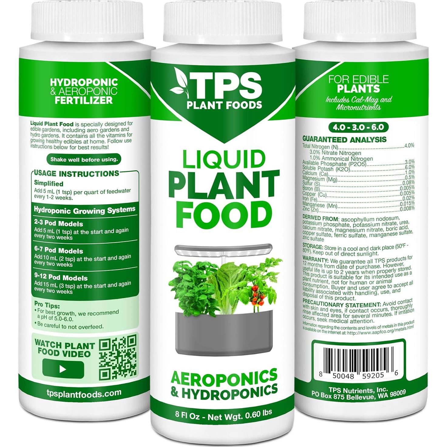 Fertilizante Líquido TPS Nutrients 250 mL para Hidroponía