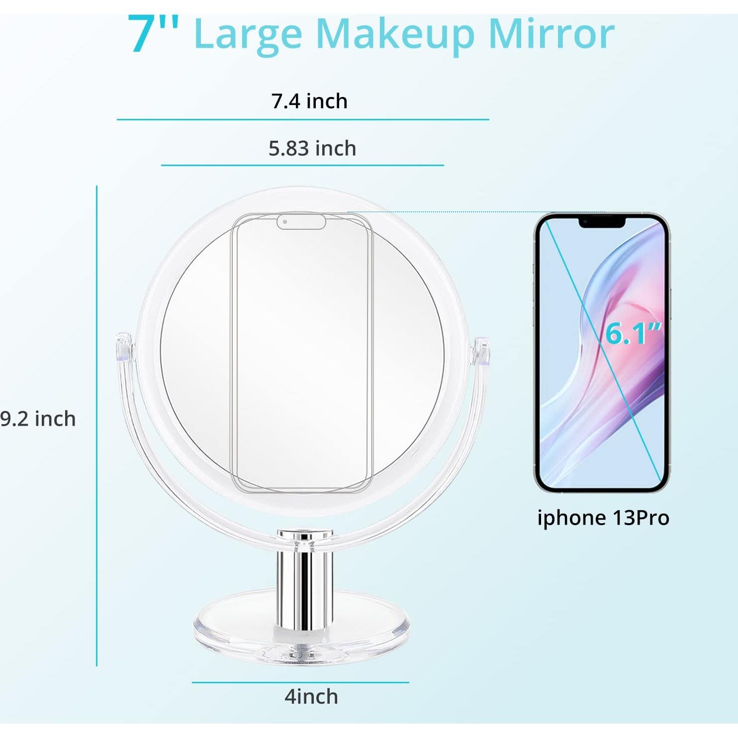 Espejo de Maquillaje Aumentado Fabuday 7" Doble Cara 1X 10X