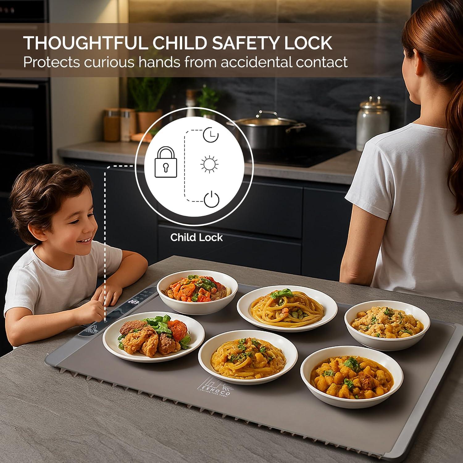 Alfombrilla Calentadora de Comida EXHOCO 250W Silicona Gris