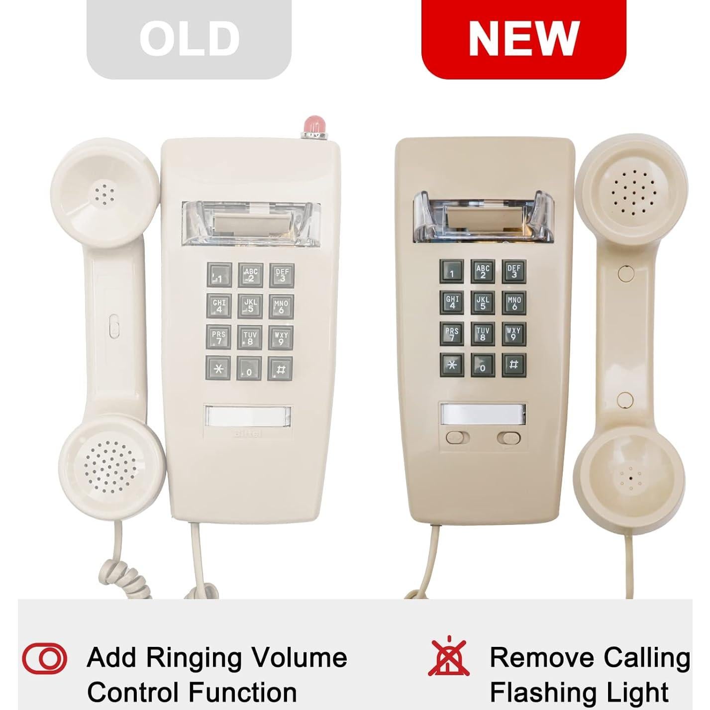 Teléfono de Pared Retro Aokpsrt con Timbre Mecánico Beige