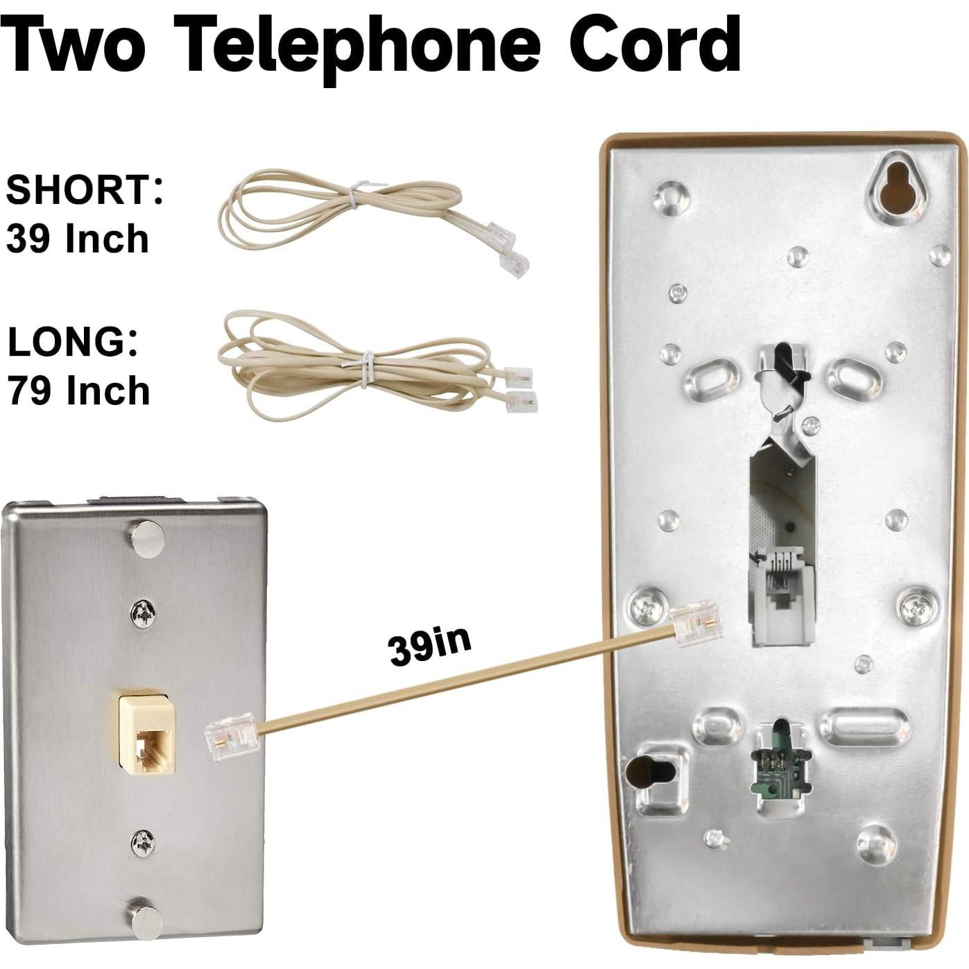 Teléfono de Pared Retro Aokpsrt con Timbre Mecánico Beige