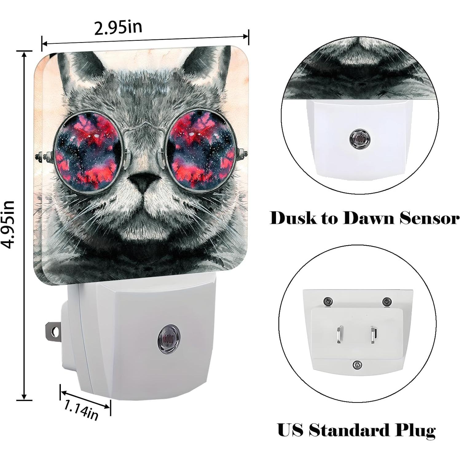 Luz Nocturna Enchufable Gato Gris FSHVQKD 11.5x7.5x5.4cm