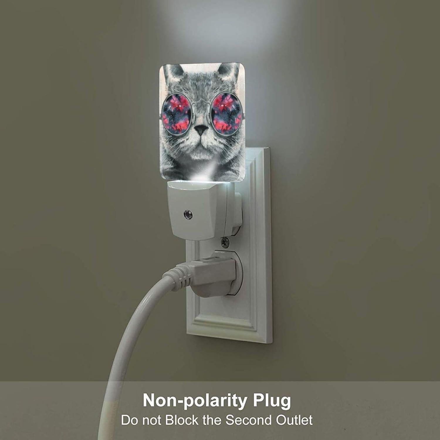 Luz Nocturna Enchufable Gato Gris FSHVQKD 11.5x7.5x5.4cm