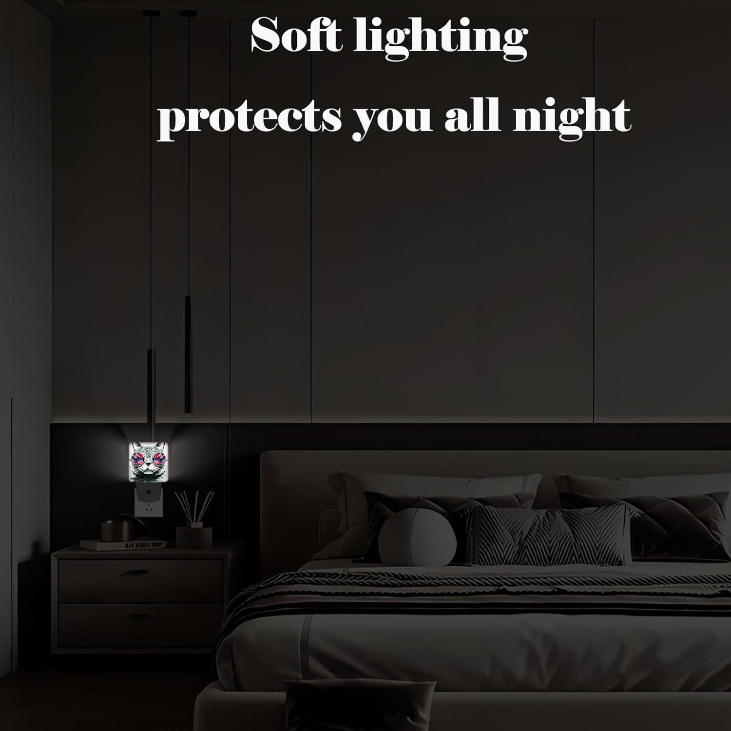 Luz Nocturna Enchufable Gato Gris FSHVQKD 11.5x7.5x5.4cm