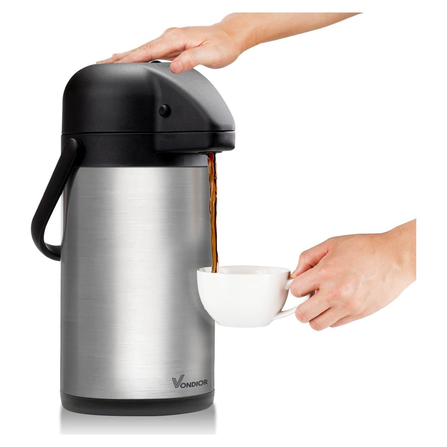 Dispenser de café Vondior 1.9L con bomba y acero inoxidable