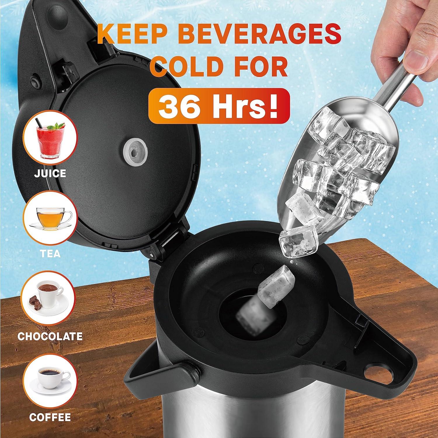 Dispenser de café Vondior 1.9L con bomba y acero inoxidable