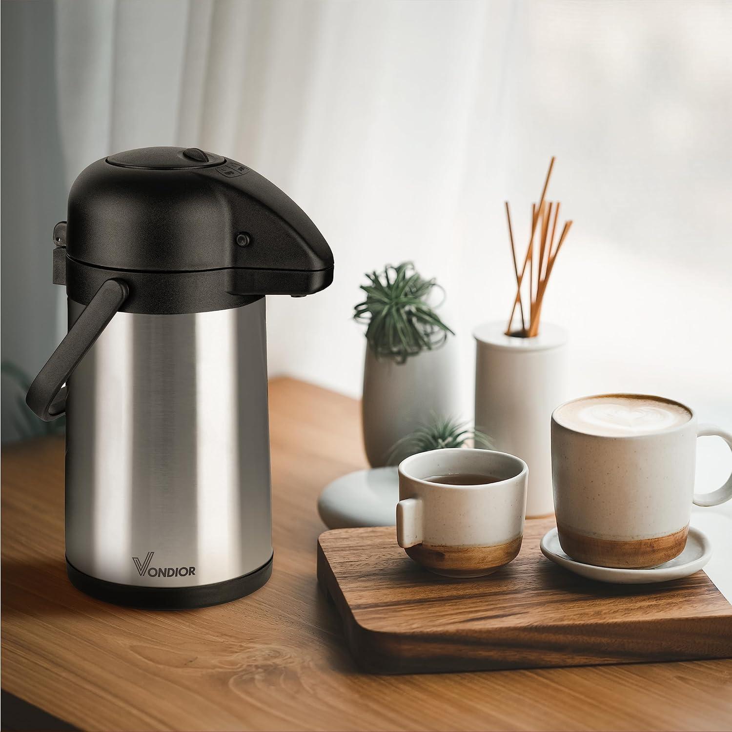 Dispenser de café Vondior 1.9L con bomba y acero inoxidable