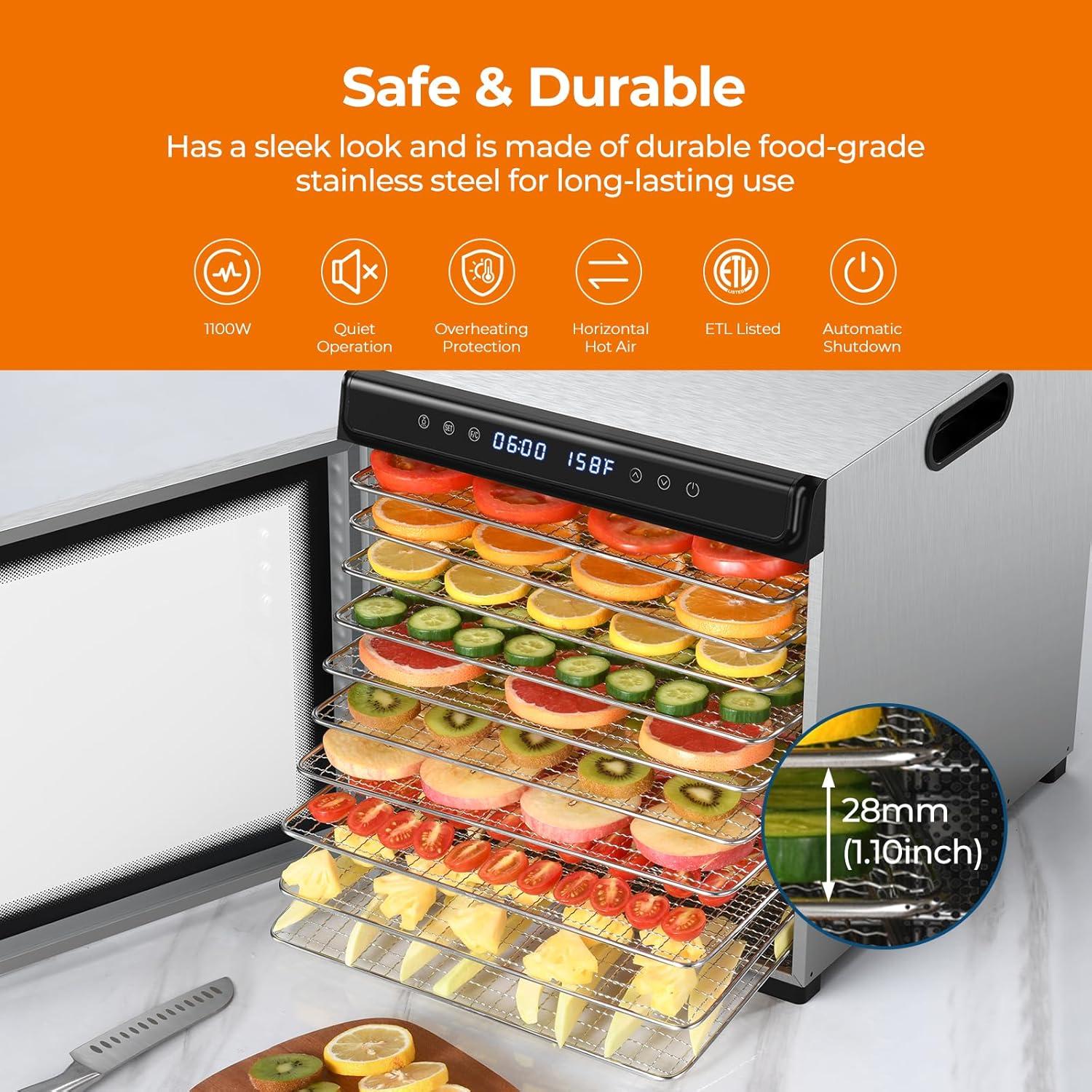 Deshidratador de Alimentos YASHE FD1001 10 Bandejas 1100W