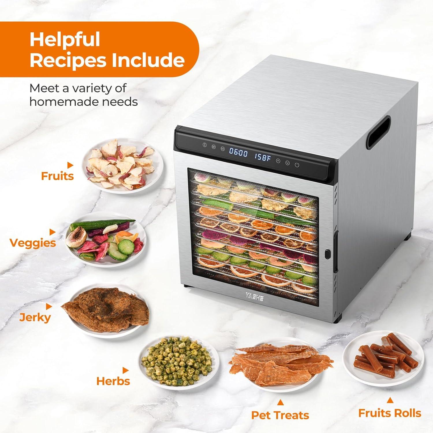 Deshidratador de Alimentos YASHE FD1001 10 Bandejas 1100W