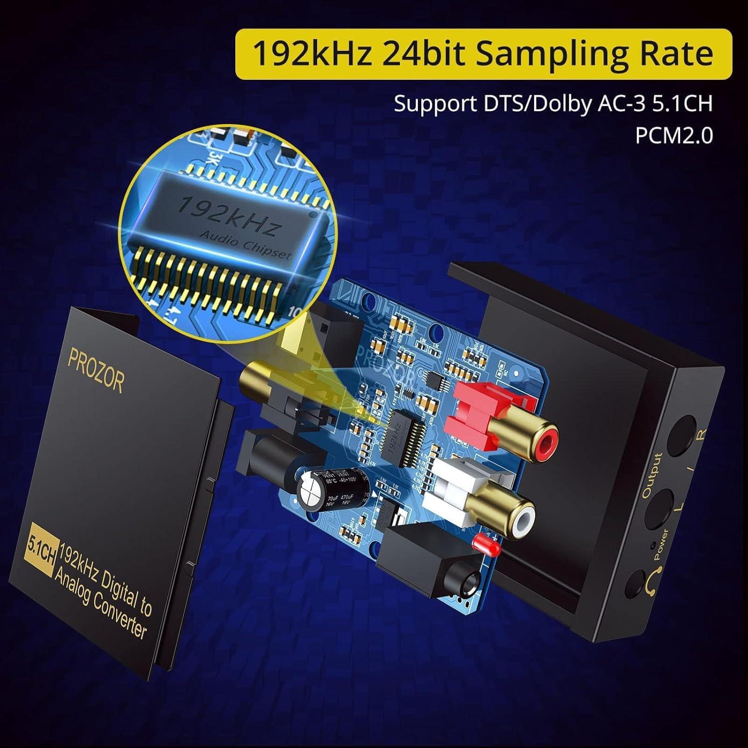 Convertidor de Audio Digital a Analógico PROZOR 192kHz 5.1CH