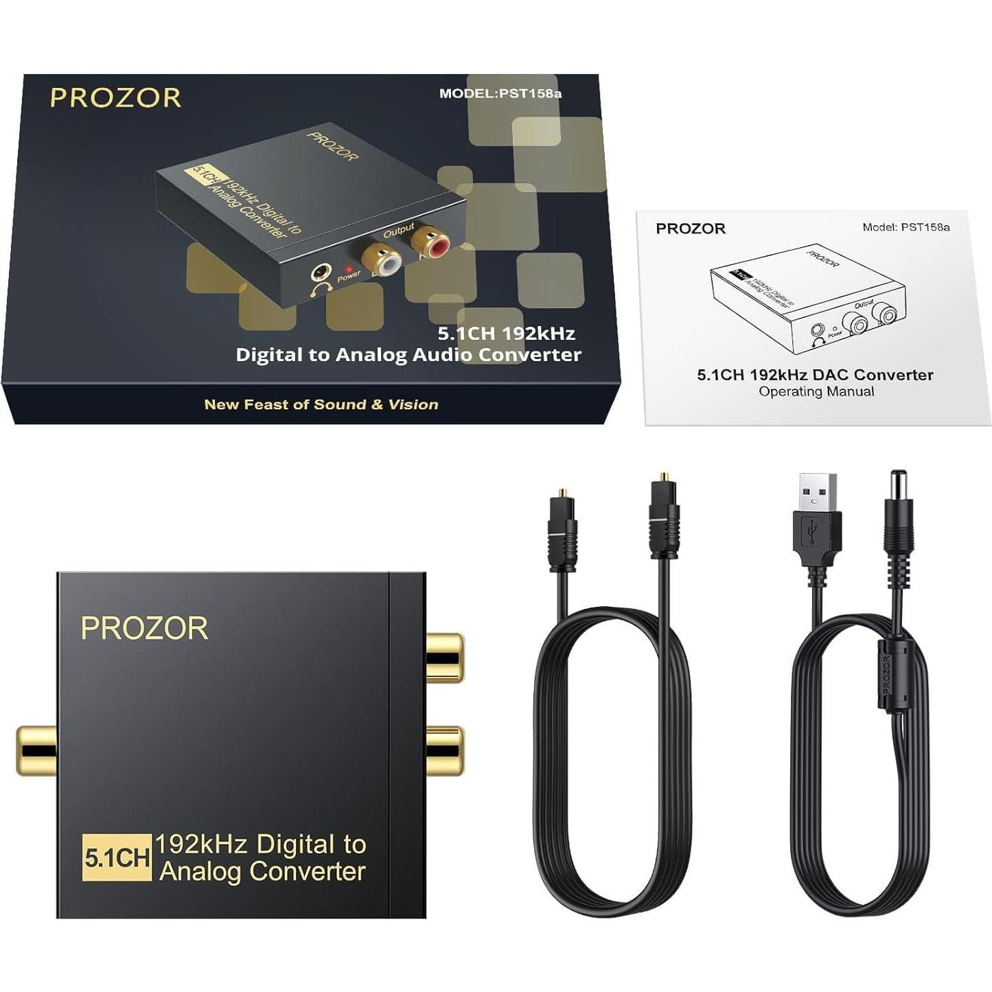 Convertidor de Audio Digital a Analógico PROZOR 192kHz 5.1CH