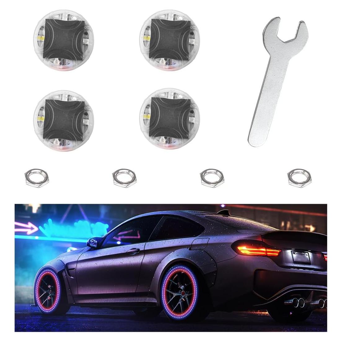 Luces LED para Neumáticos Wevdn 4 PCS Carga Solar Coloridas