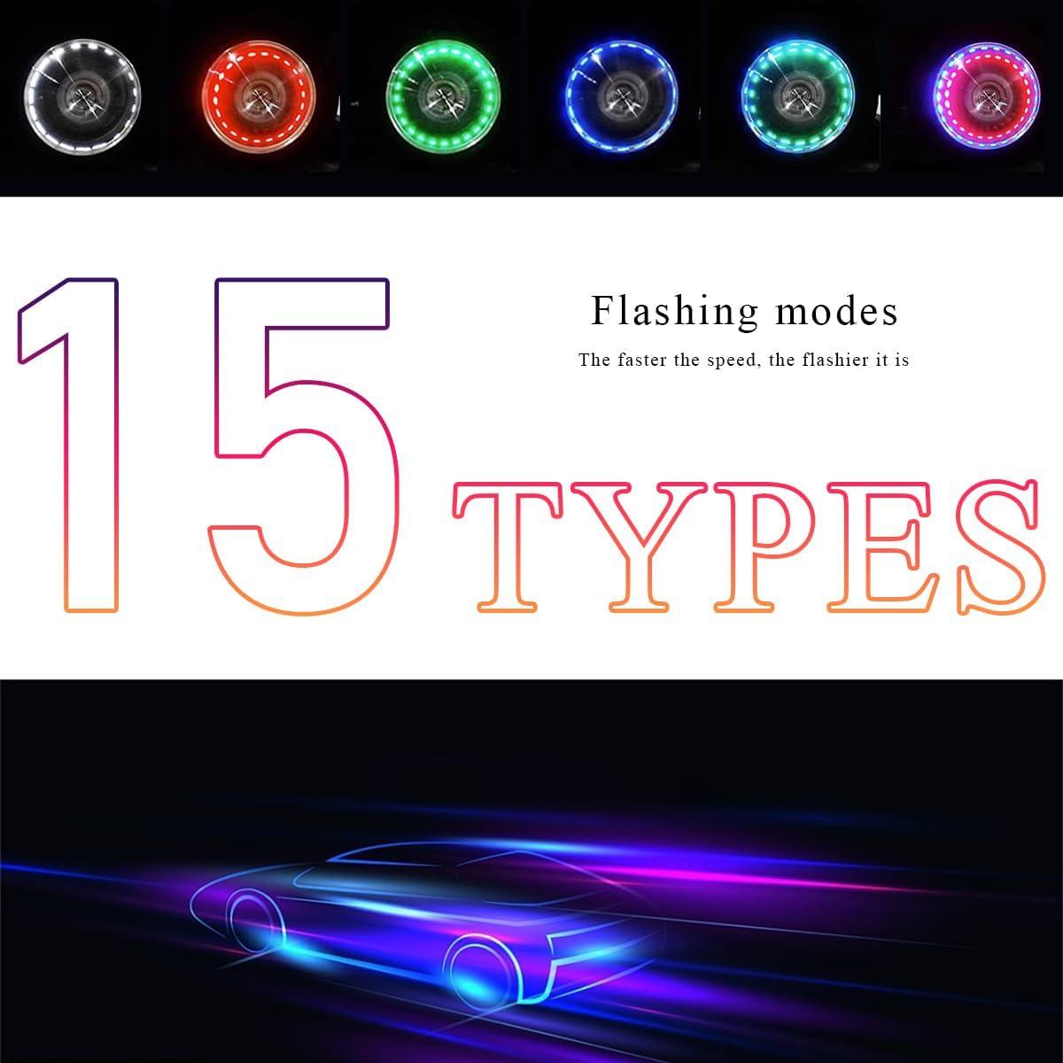 Luces LED para Neumáticos Wevdn 4 PCS Carga Solar Coloridas