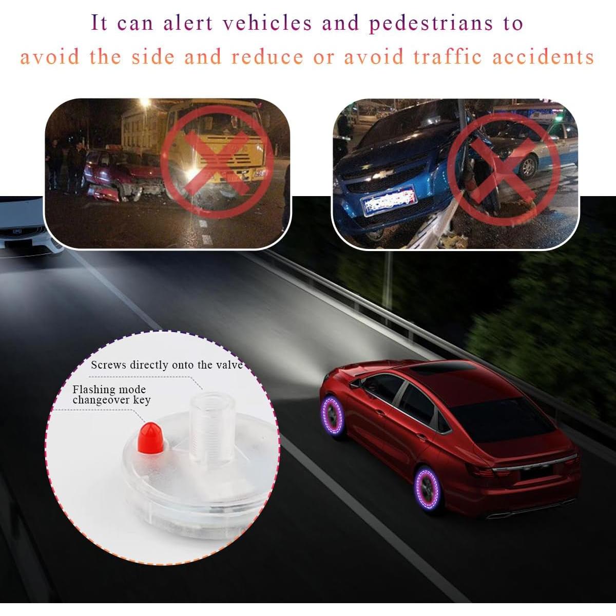 Luces LED para Neumáticos Wevdn 4 PCS Carga Solar Coloridas