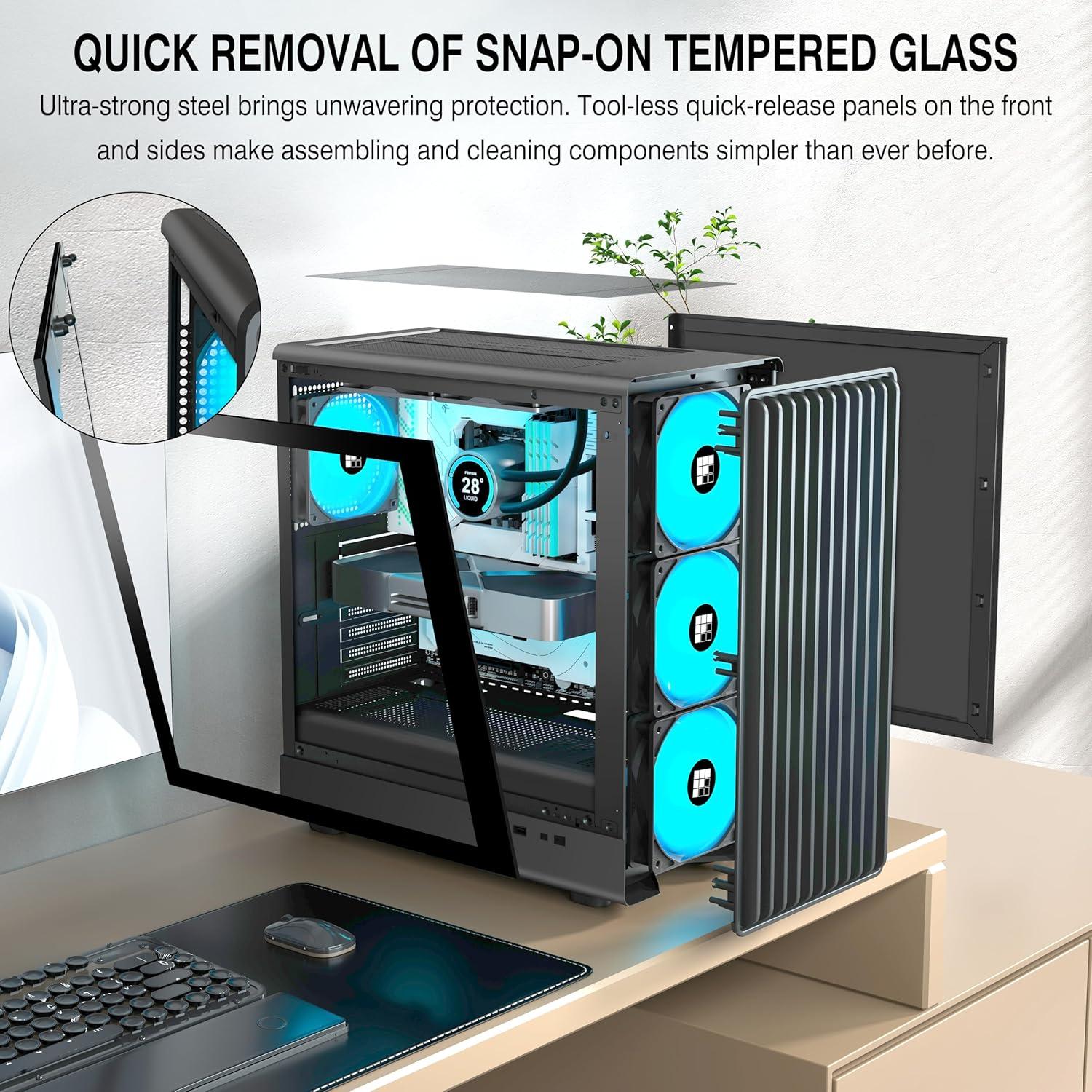 Caja de PC FOIFKIN K6 ATX Mid-Tower con 6 Ventiladores ARGB