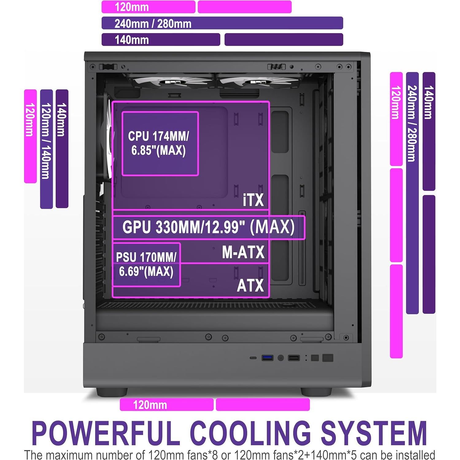 Caja de PC FOIFKIN K6 ATX Mid-Tower con 6 Ventiladores ARGB