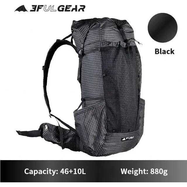 Mochila de Escalada 3F UL GEAR QiDian Pro 46+10L UHMWPE Negra