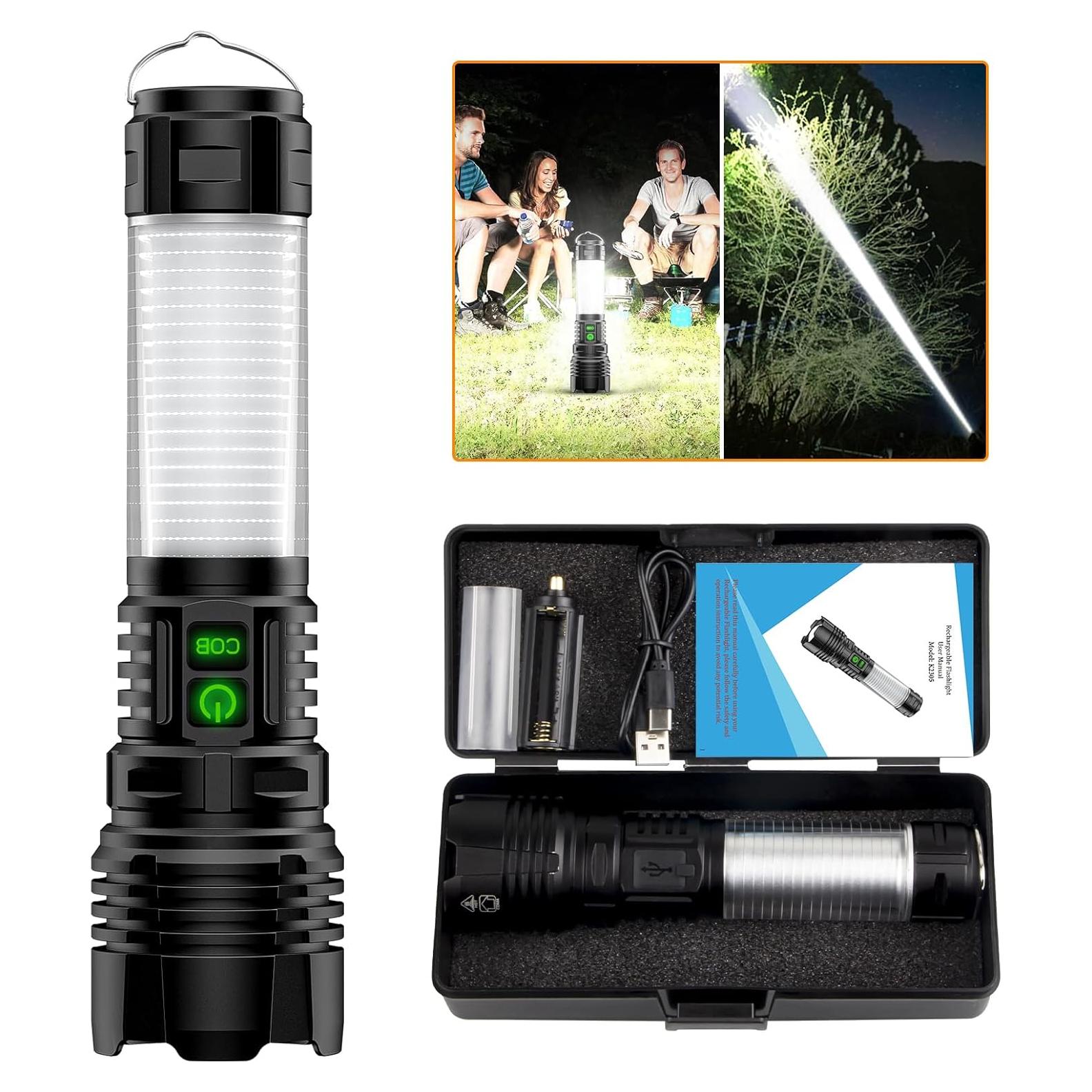 Linterna LED Recargable Hoxida 2000 Lúmenes 5 Modos Impermeable