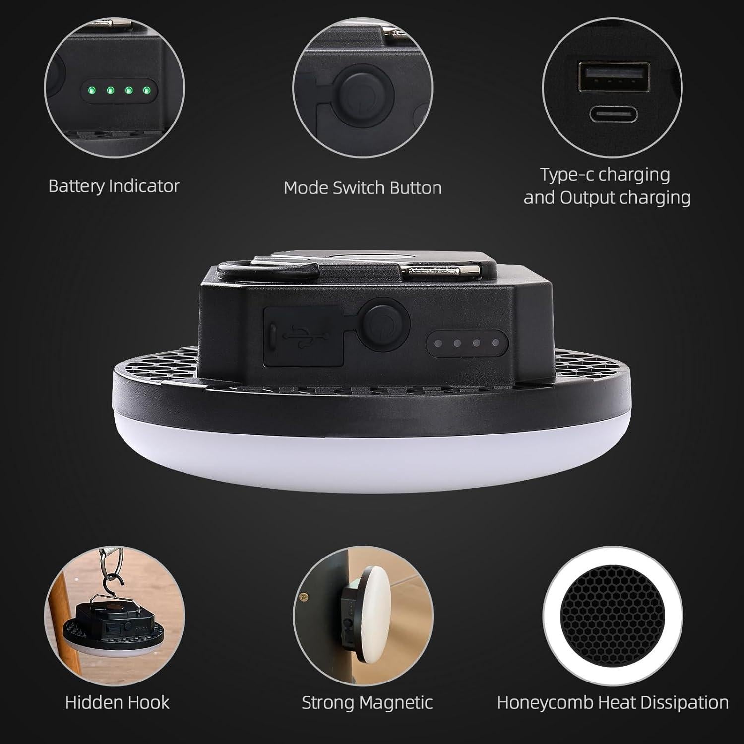 Luz colgante LED recargable Amkulop F03 30W para camping