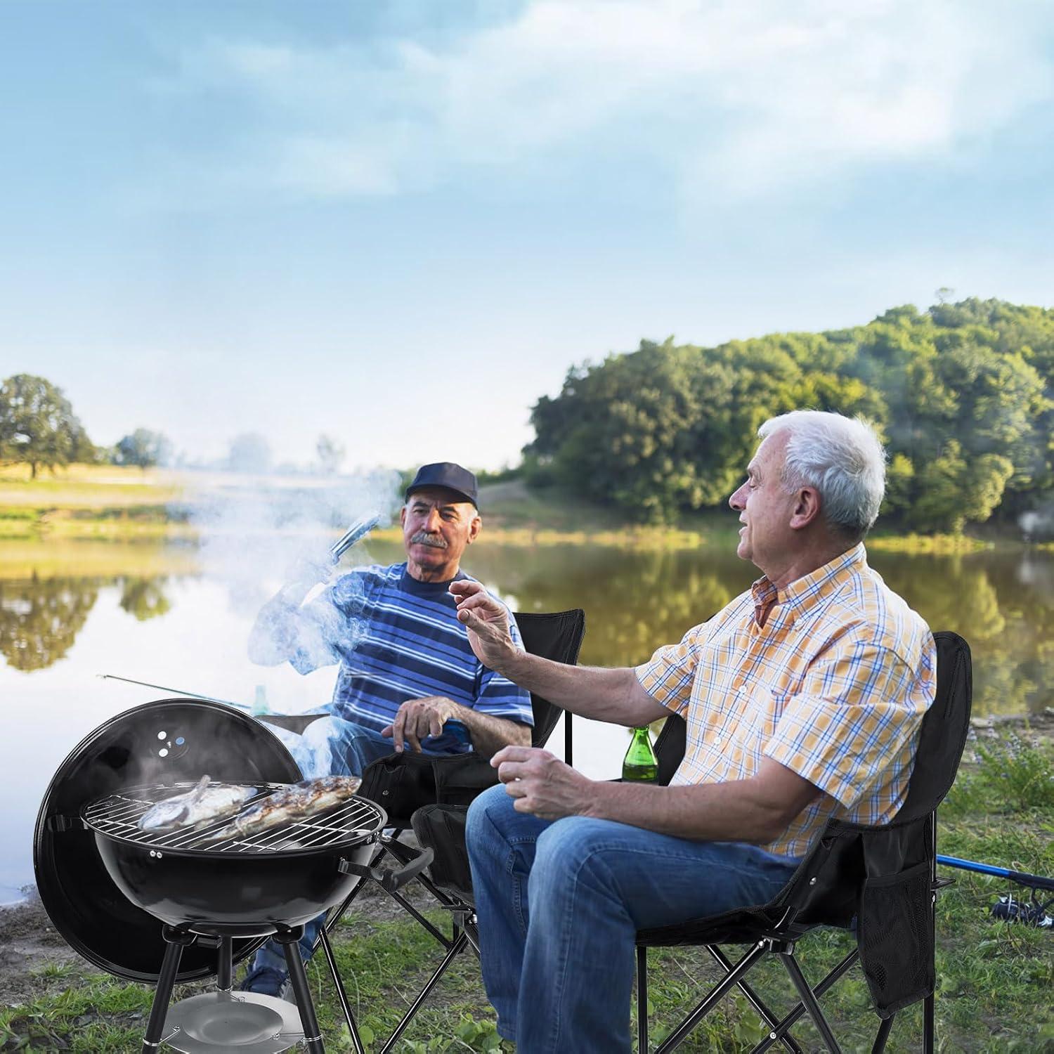 Leonyo 2 Sillas de Camping Plegables y Mesa Portátil Negra