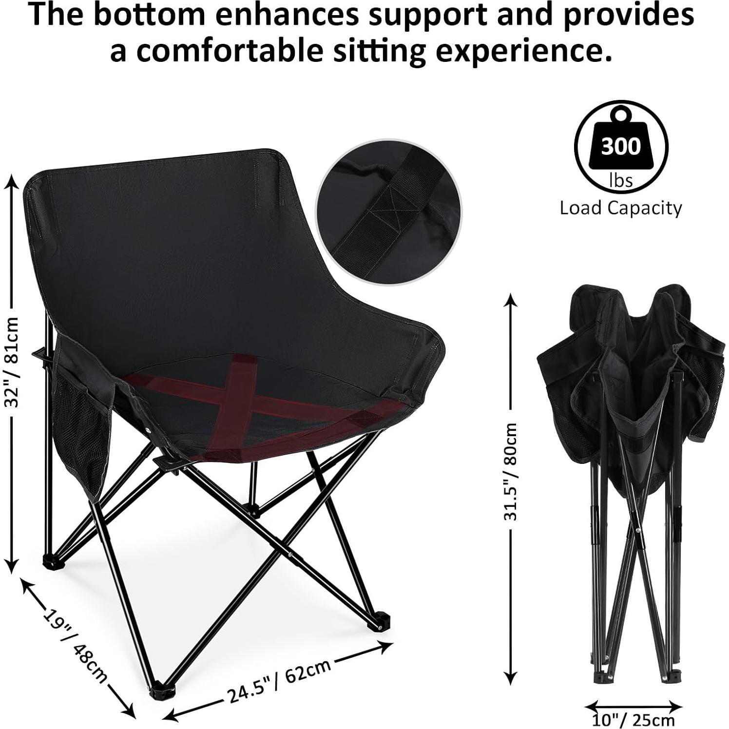 Leonyo 2 Sillas de Camping Plegables y Mesa Portátil Negra