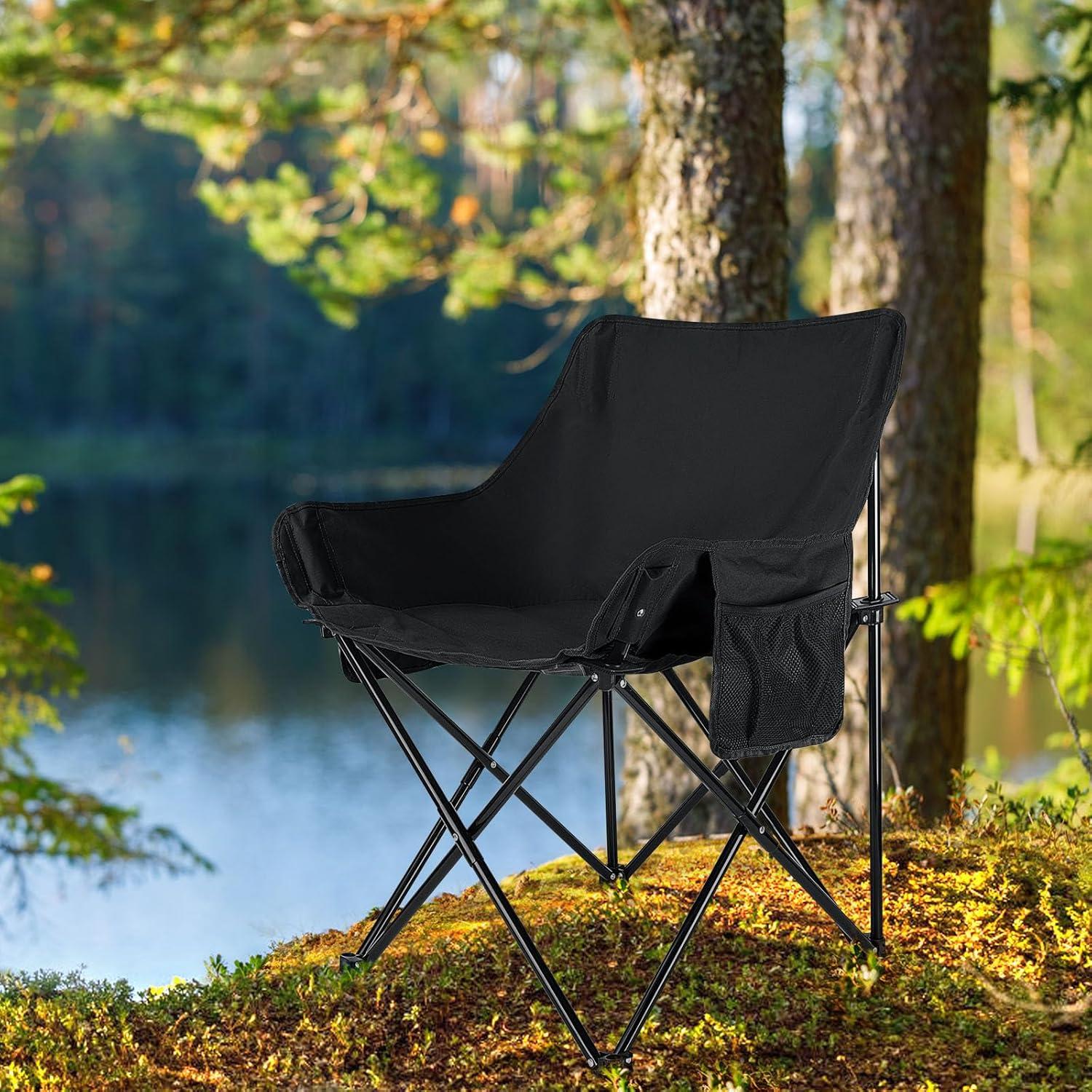 Leonyo 2 Sillas de Camping Plegables y Mesa Portátil Negra