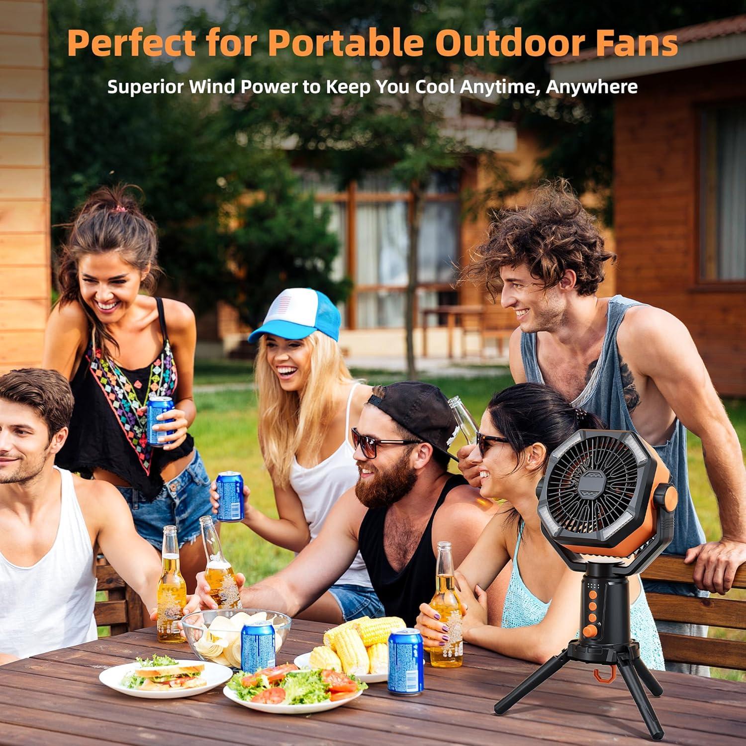 Ventilador portátil MORIKO 20000mAh con linterna LED y control remoto