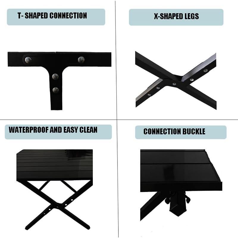 Mesa Plegable de Aluminio Evolve Heritage 119x58 cm Negra